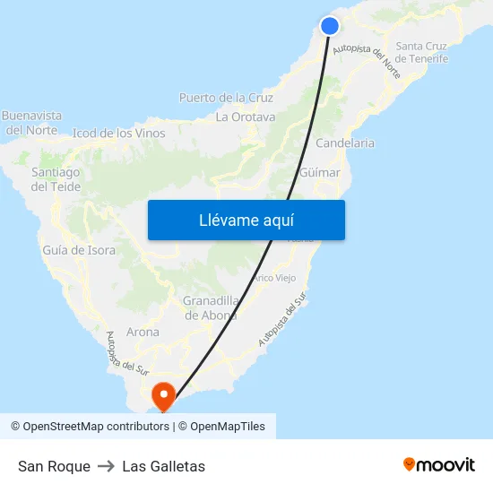 San Roque to Las Galletas map