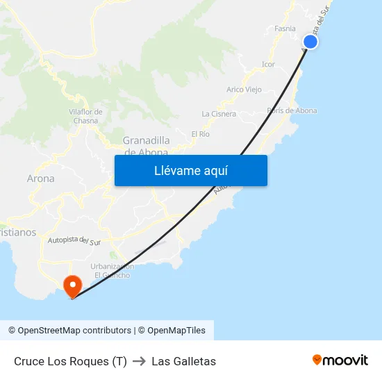 Cruce Los Roques (T) to Las Galletas map