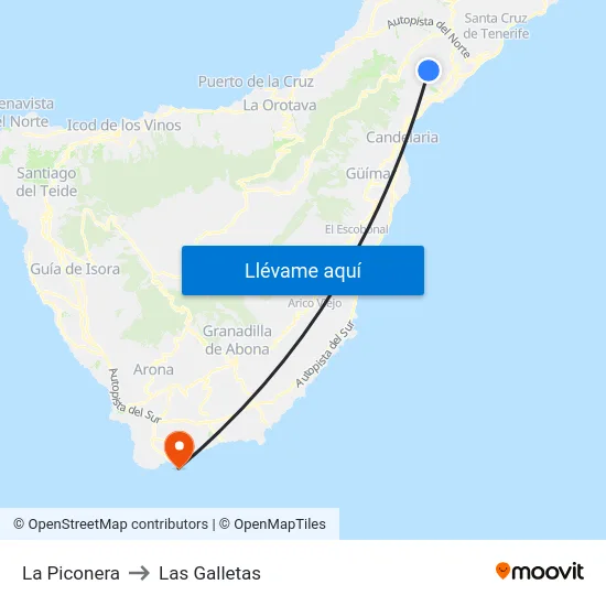 La Piconera to Las Galletas map