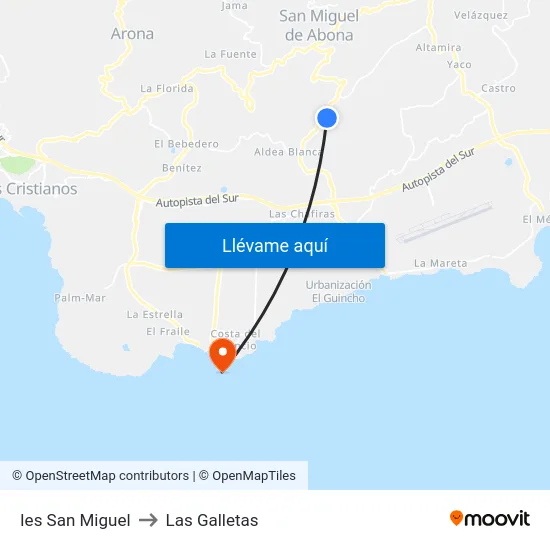 Ies San Miguel to Las Galletas map