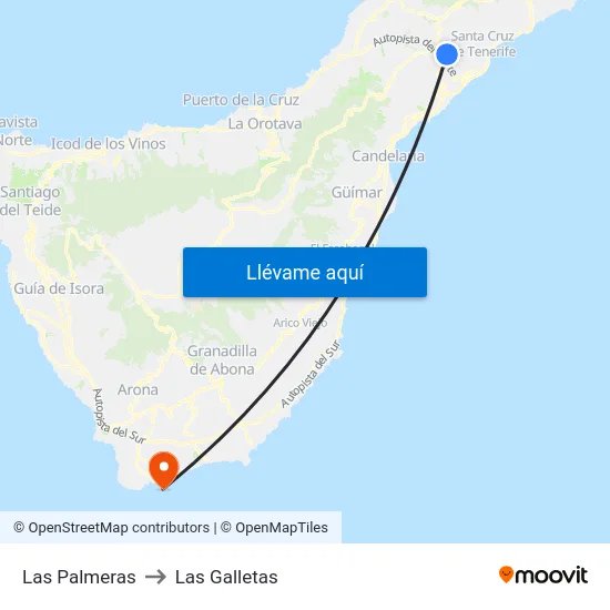 Las Palmeras to Las Galletas map