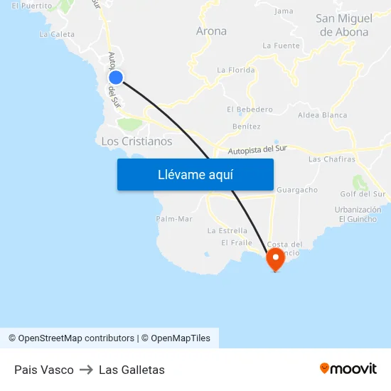 Pais Vasco to Las Galletas map