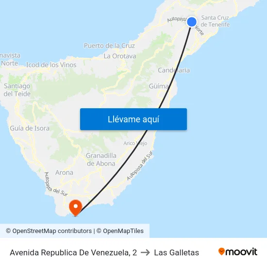 Avenida Republica De Venezuela, 2 to Las Galletas map