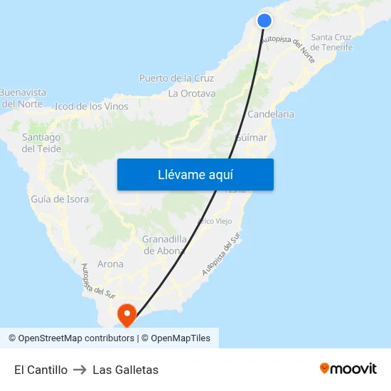 El Cantillo to Las Galletas map