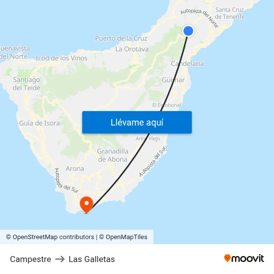 Campestre to Las Galletas map