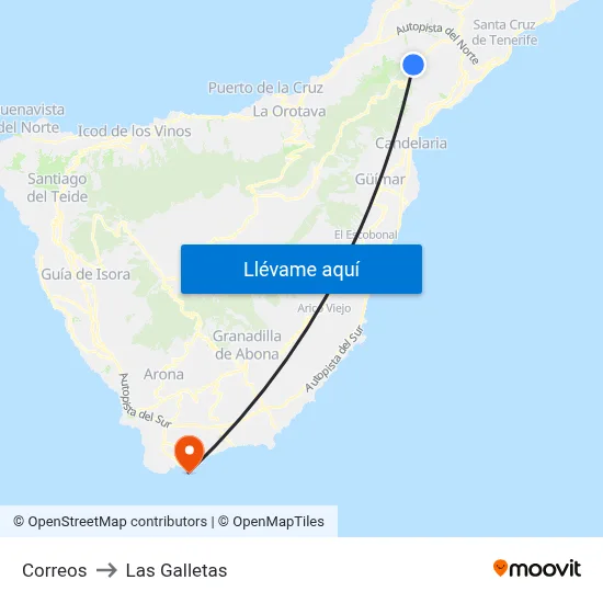Correos to Las Galletas map