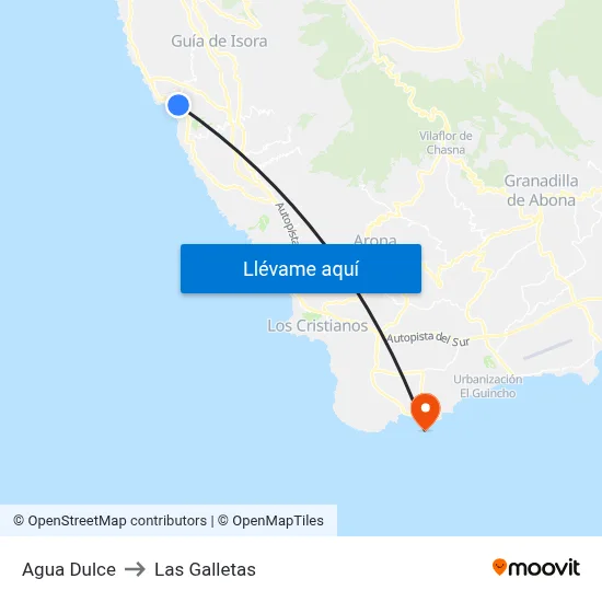 Agua Dulce to Las Galletas map