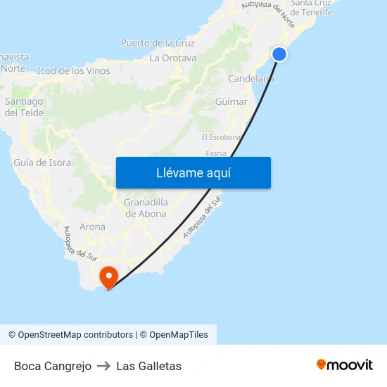 Boca Cangrejo to Las Galletas map
