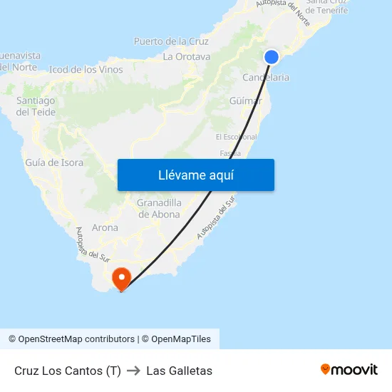 Cruz Los Cantos (T) to Las Galletas map