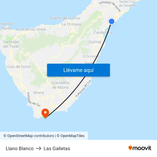 Llano Blanco to Las Galletas map