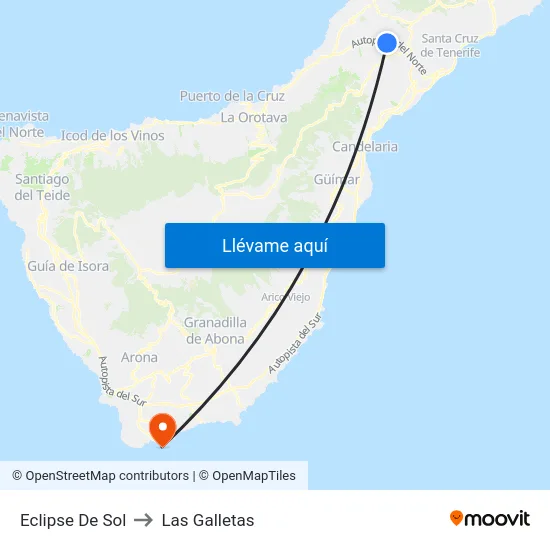 Eclipse De Sol to Las Galletas map