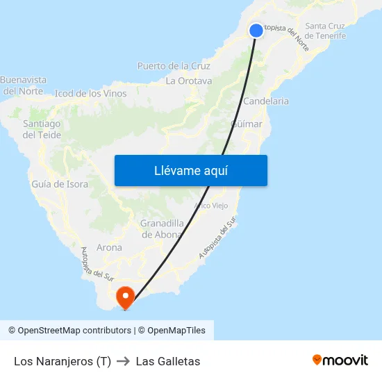 Los Naranjeros (T) to Las Galletas map