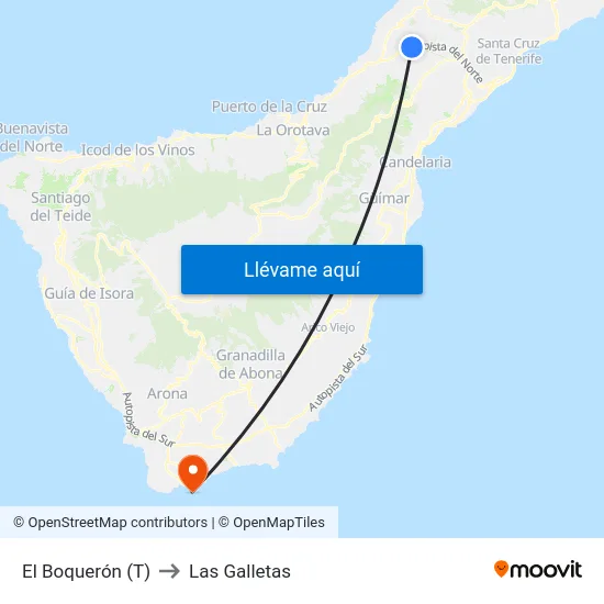 El Boquerón (T) to Las Galletas map