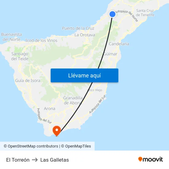 El Torreón to Las Galletas map