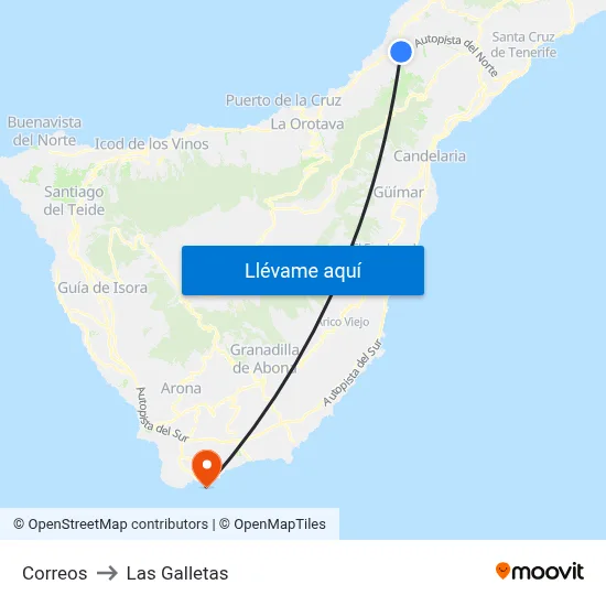 Correos to Las Galletas map