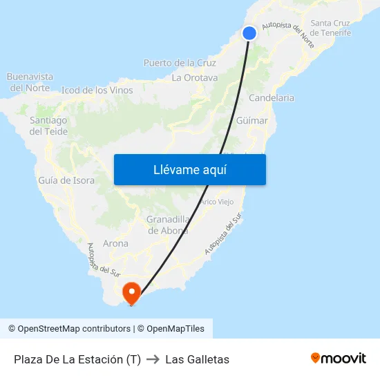 Plaza De La Estación (T) to Las Galletas map