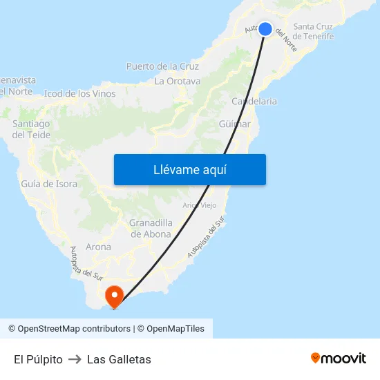 El Púlpito to Las Galletas map