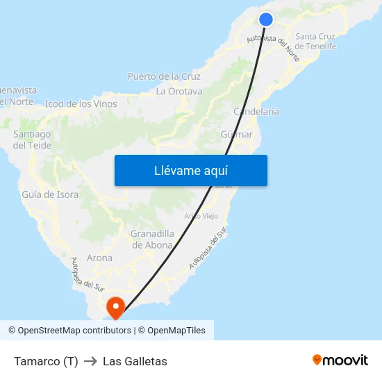 Tamarco (T) to Las Galletas map