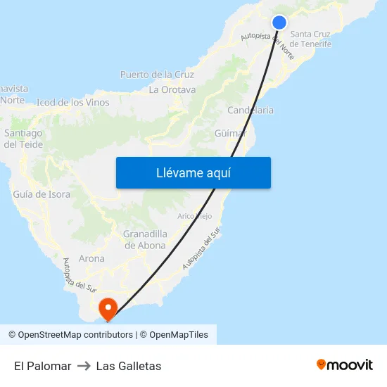 El Palomar to Las Galletas map