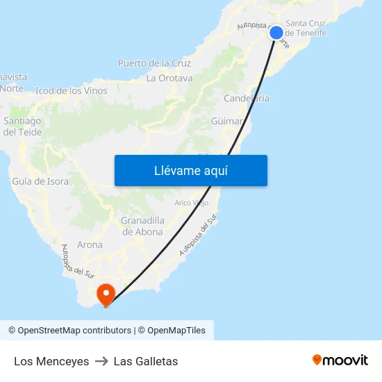 Los Menceyes to Las Galletas map