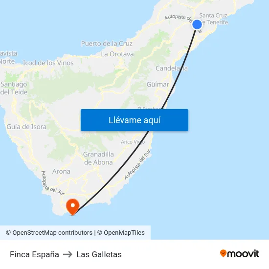 Finca España to Las Galletas map