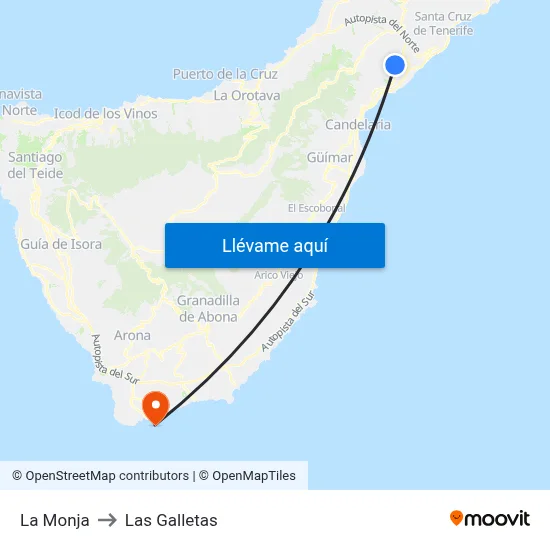 La Monja to Las Galletas map