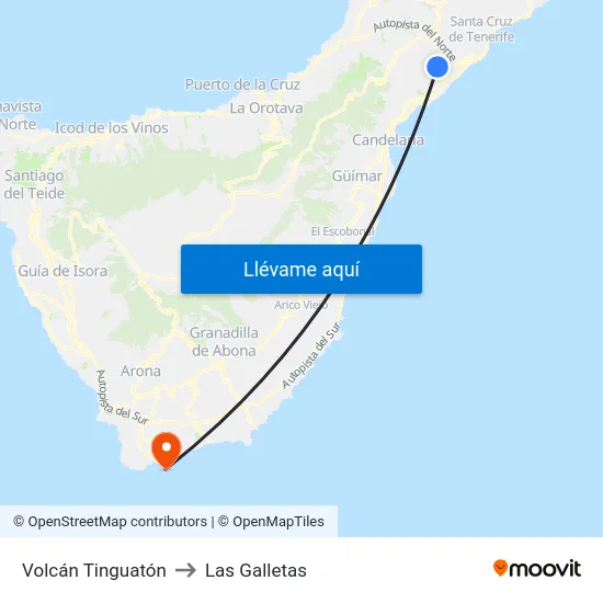 Volcán Tinguatón to Las Galletas map