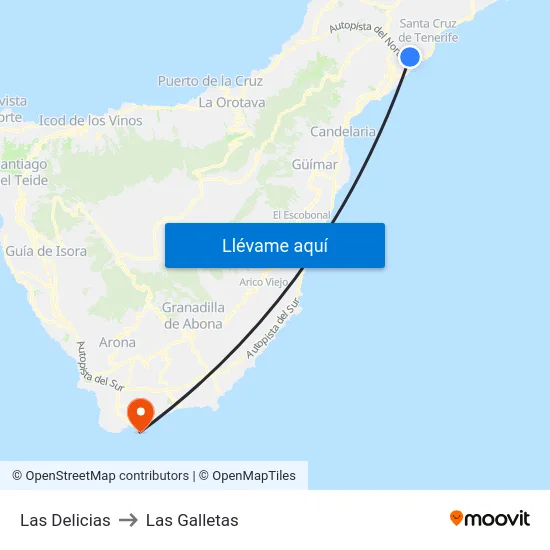 Las Delicias to Las Galletas map