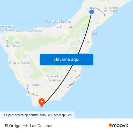 El Ortigal to Las Galletas map