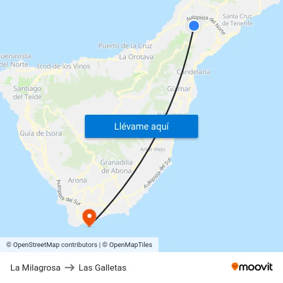 La Milagrosa to Las Galletas map