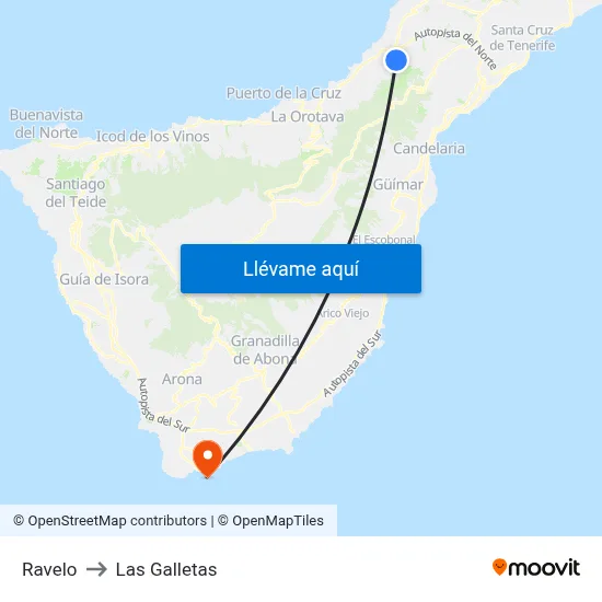 Ravelo to Las Galletas map