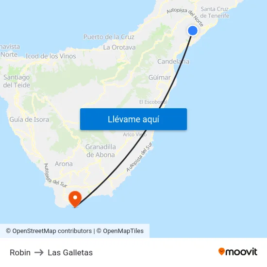 Robin to Las Galletas map