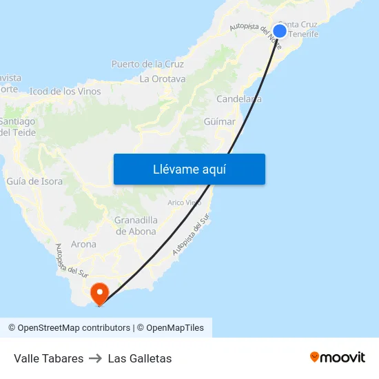 Valle Tabares to Las Galletas map