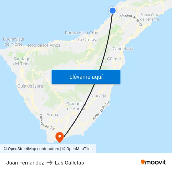 Juan Fernandez to Las Galletas map