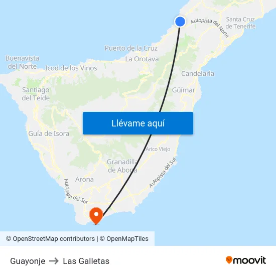 Guayonje to Las Galletas map