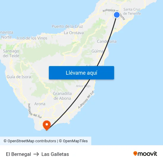 El Bernegal to Las Galletas map