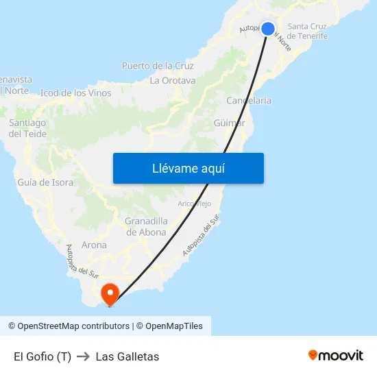 El Gofio (T) to Las Galletas map