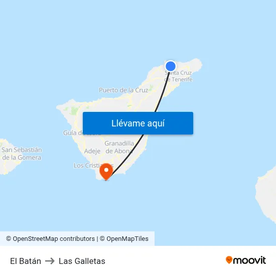 El Batán to Las Galletas map