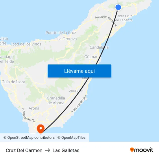 Cruz Del Carmen to Las Galletas map