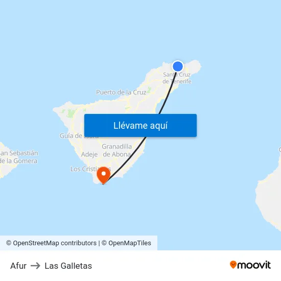 Afur to Las Galletas map