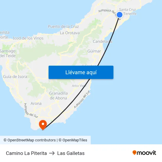 Camino La Piterita to Las Galletas map