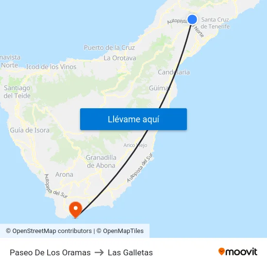 Paseo De Los Oramas to Las Galletas map