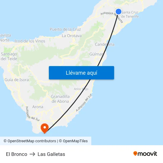 El Bronco to Las Galletas map