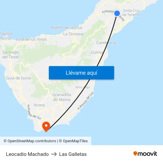 Leocadio Machado to Las Galletas map