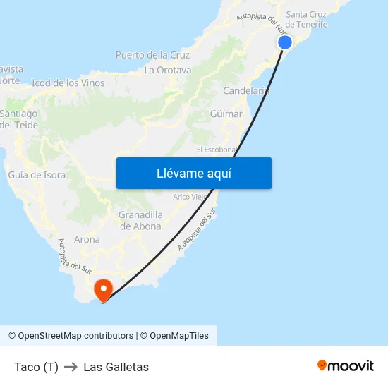 Taco (T) to Las Galletas map