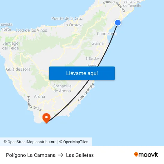 Polígono La Campana to Las Galletas map