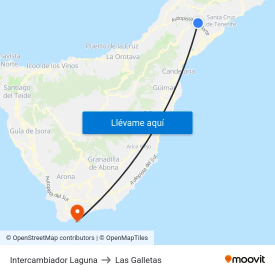 Intercambiador Laguna to Las Galletas map