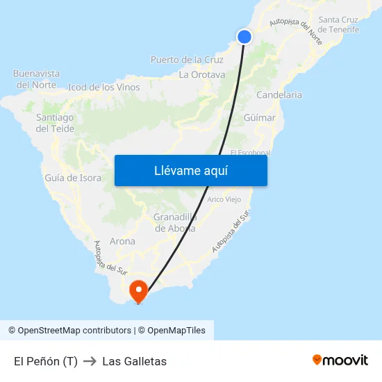 El Peñón (T) to Las Galletas map