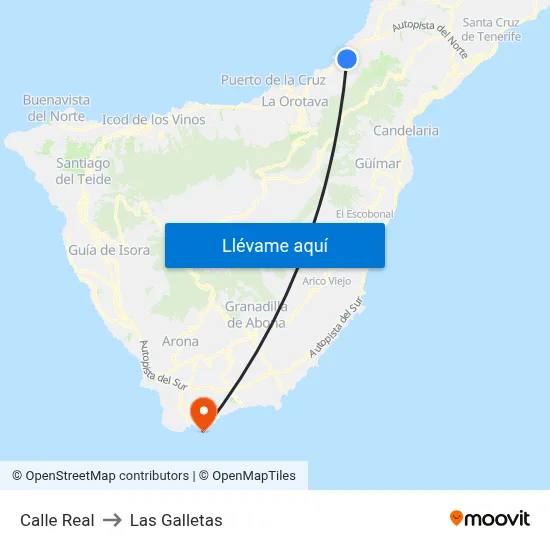 Calle Real to Las Galletas map