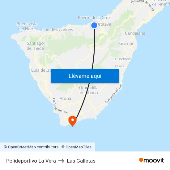 Polideportivo La Vera to Las Galletas map